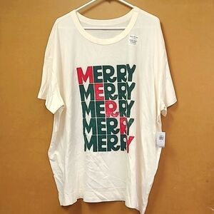 Old Navy Size 3X Beige Merry Print T-Shirt